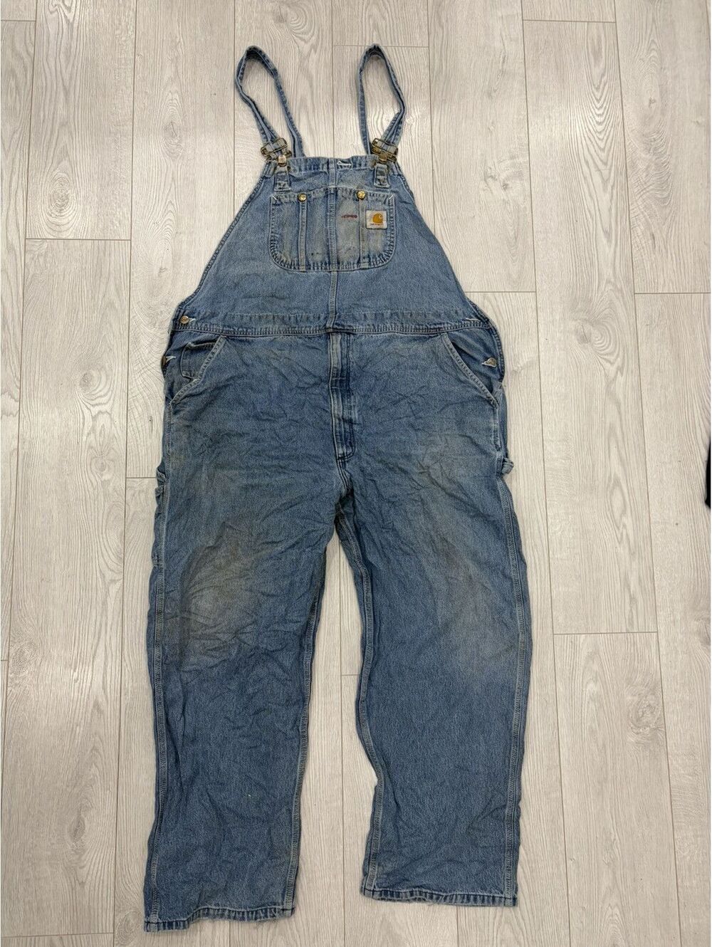 Vintage Carhartt Denim Overalls Pants Jeans 46x30